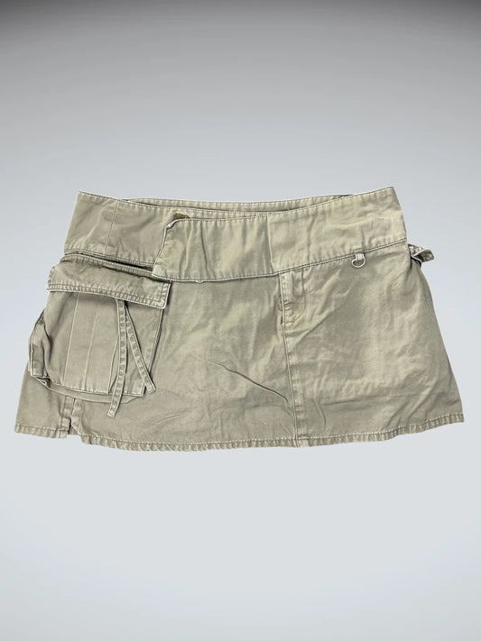 front view, Aztec Khaki Utility Skirt, vintage Y2K second hand piece