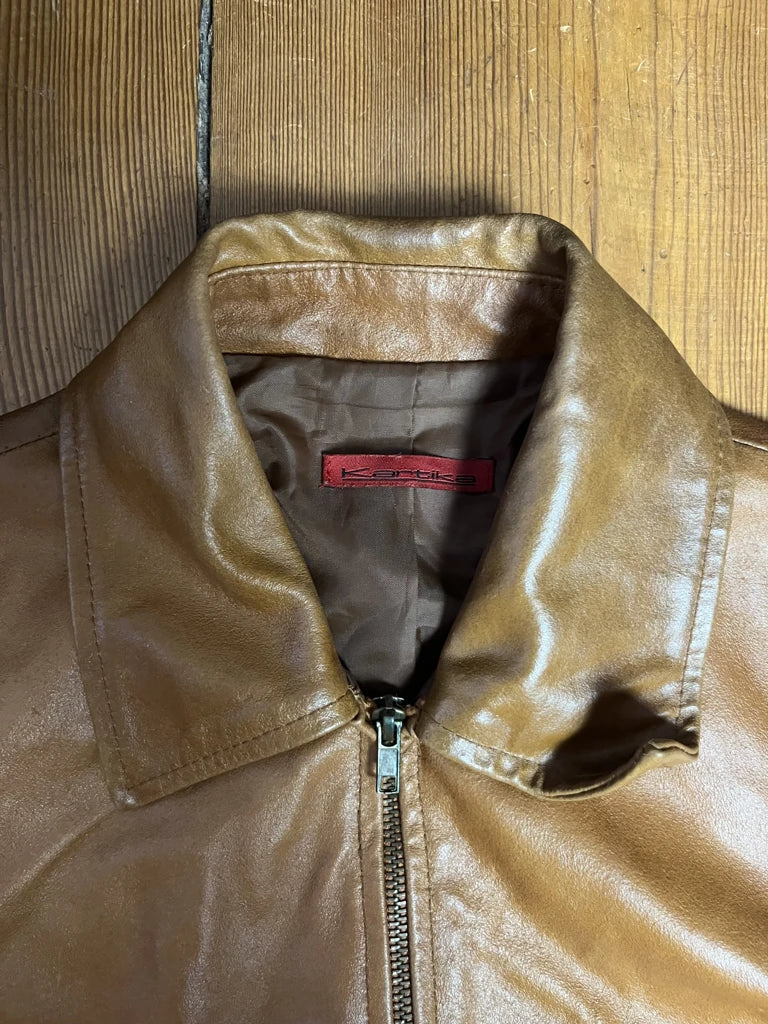 detail view, Kartika Brown Faux Leather Jacket, vintage Y2K second hand piece, image 5