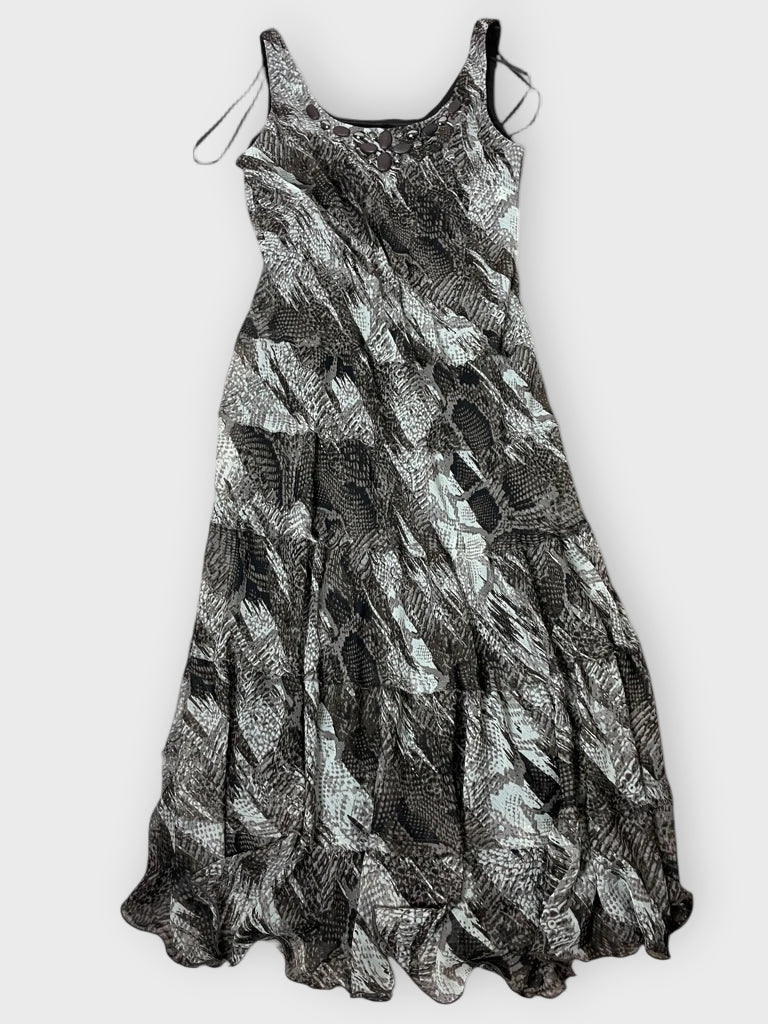front view, Laura Viper Veil – Wild Mesh Maxi Dress (L?), vintage Y2K second hand piece