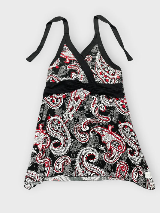 front view, Lasenza Girl Crimson Noir Paisley Halter Top, vintage Y2K second hand piece