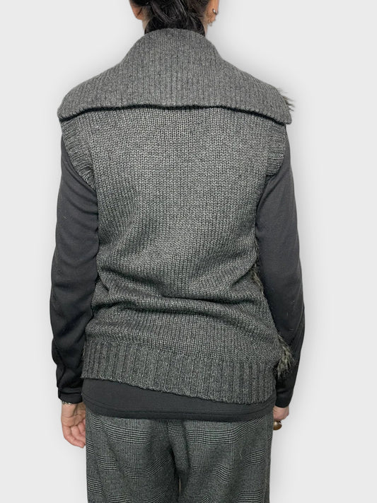 back view, Promod Fur Gilet, vintage Y2K second hand piece