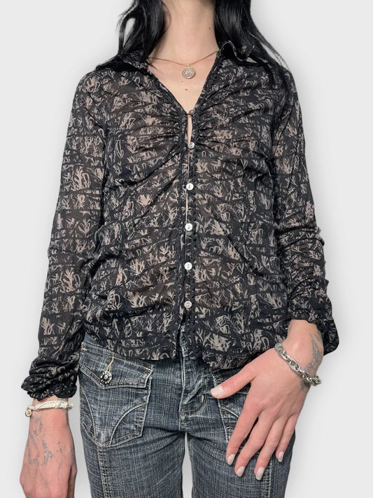 front view, Colorado Shirt with Forest Shadow Print, vintage Y2K second hand piece