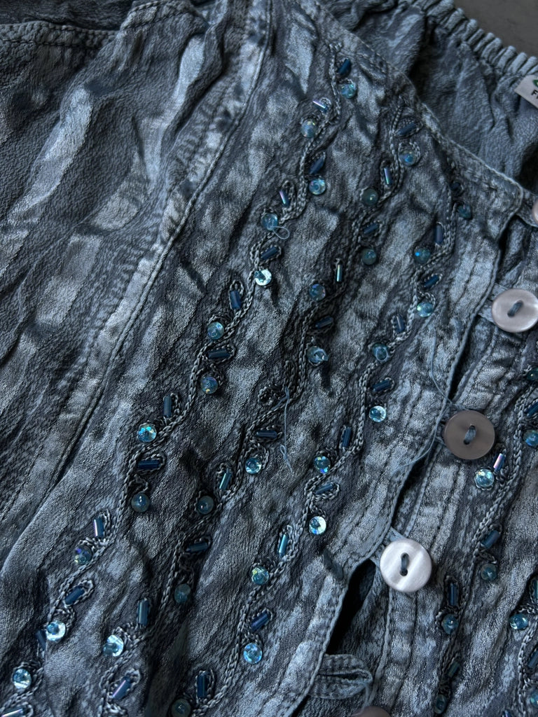 detail view, O.P.C Y2K Vintage Blue Blouse (One Size), vintage Y2K second hand piece, image 5