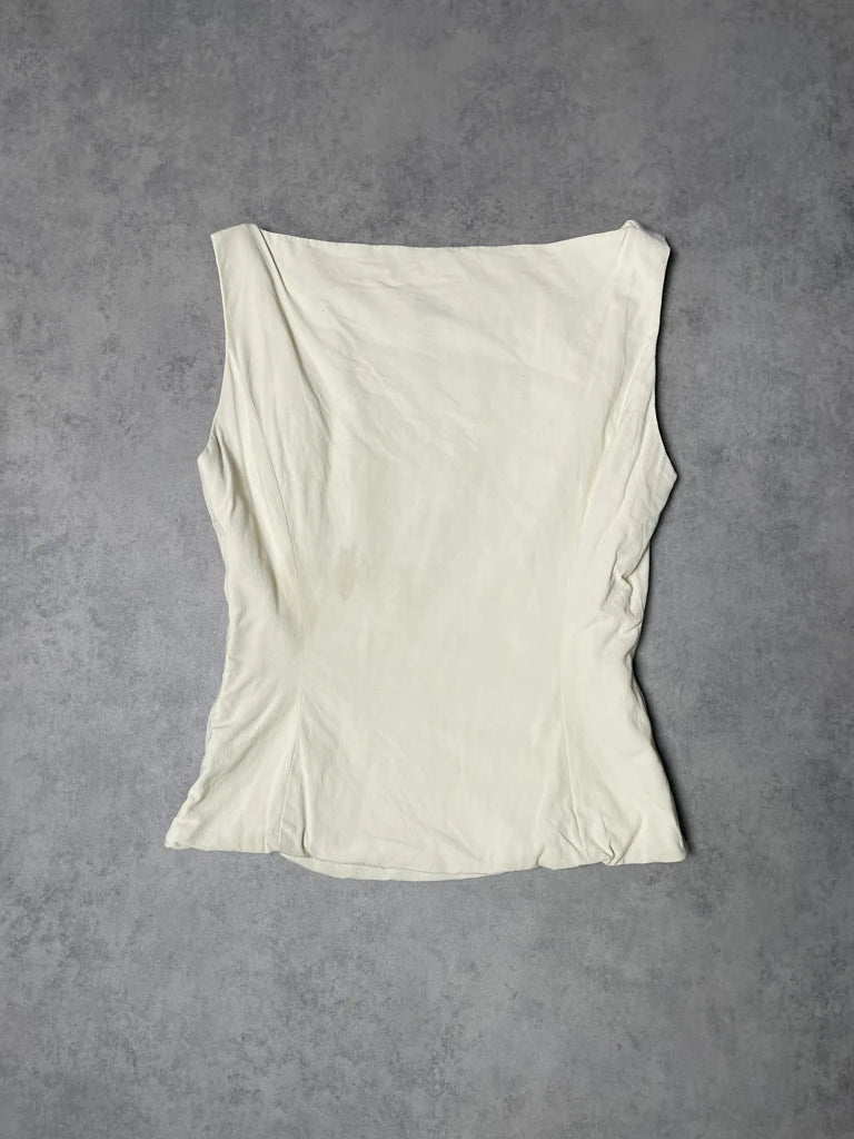 detail view, Gianfranco Ferre Studio Creme Top, vintage Y2K second hand piece, image 5