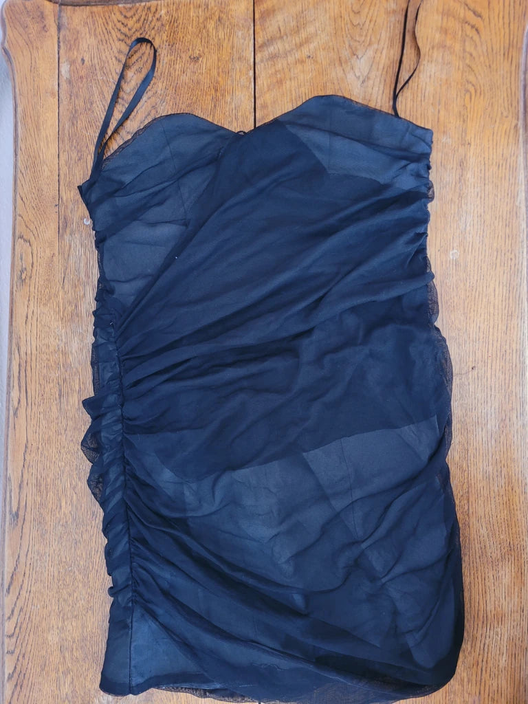 detail view, Melville Black Dress, vintage Y2K second hand piece, image 6