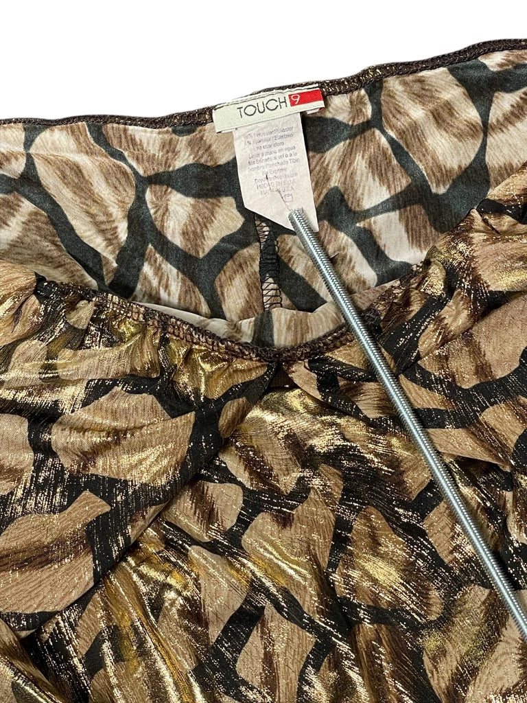 detail view, Touch 9 Gold brown pattern top, vintage Y2K second hand piece, image 4
