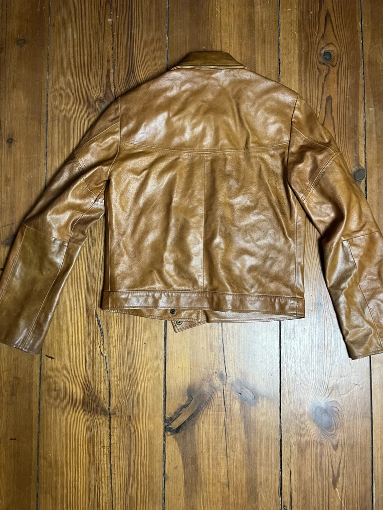 detail view, Kartika Brown Faux Leather Jacket, vintage Y2K second hand piece, image 4