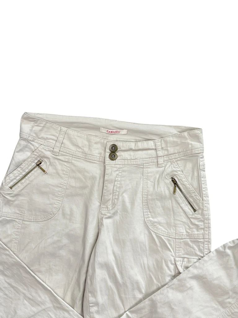 detail view, Camaieu White Cargo Pants, vintage Y2K second hand piece, image 4