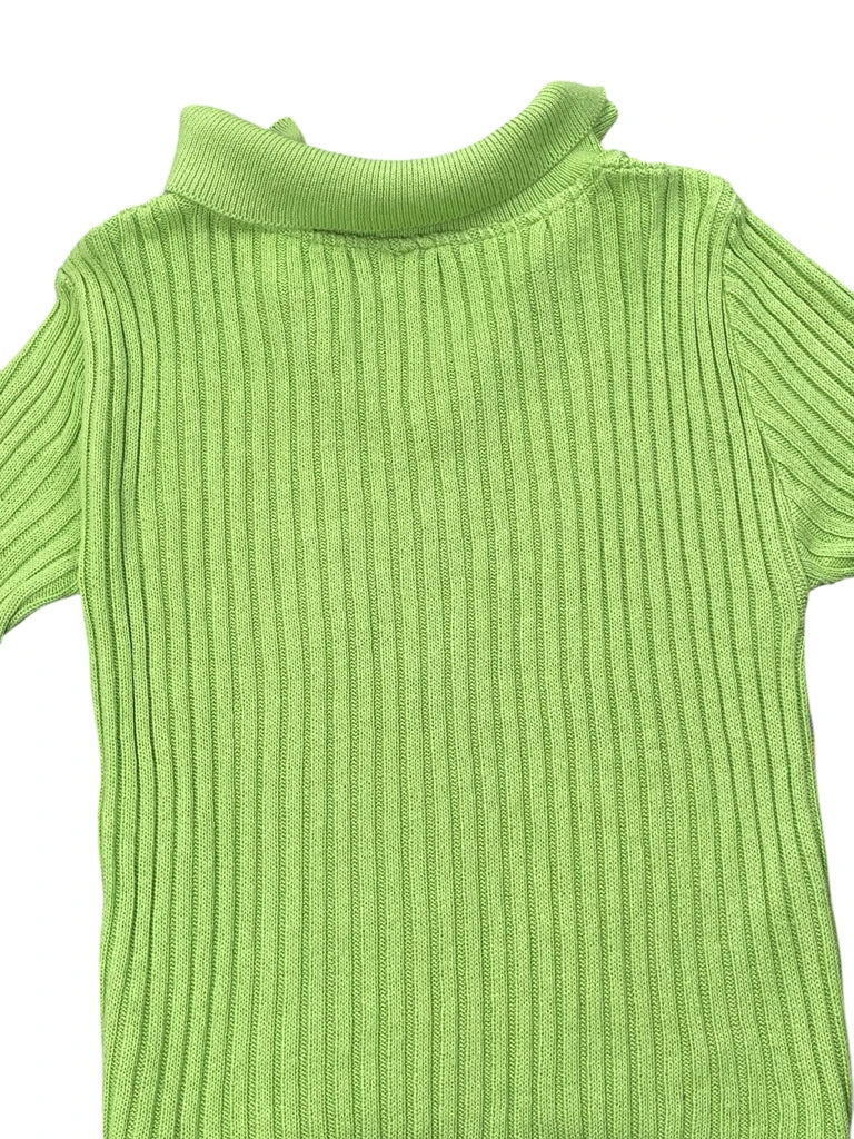 detail view, Pastel Green Multicolor Striped Polo Knit Top, vintage Y2K second hand piece