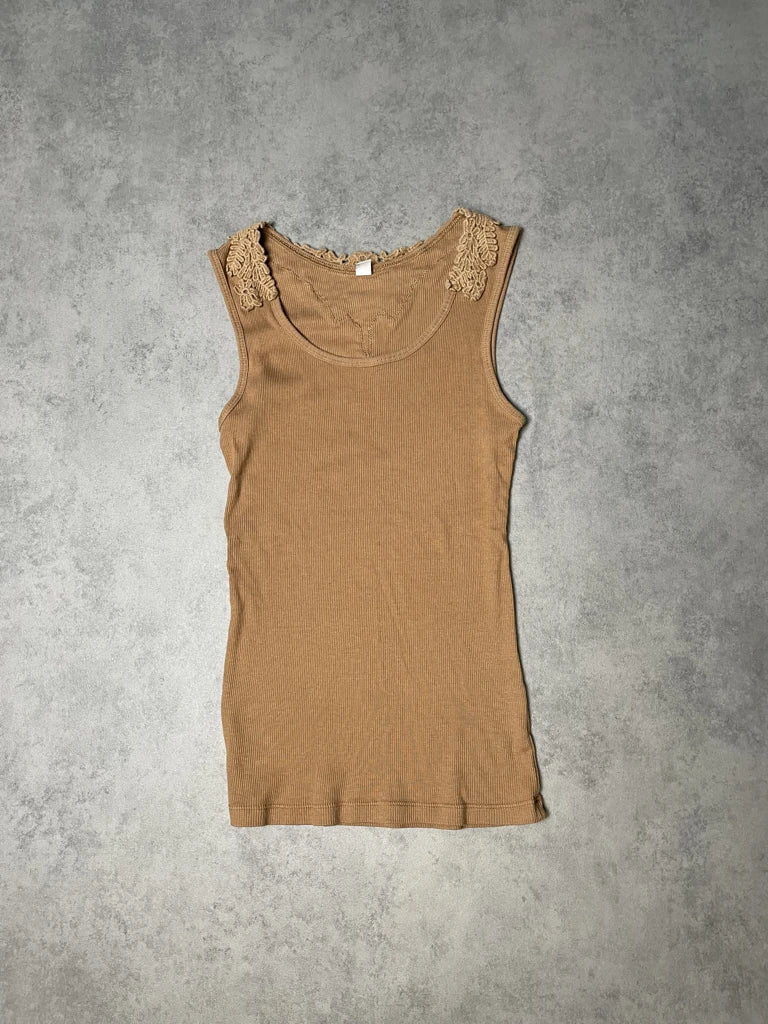 detail view, Uniqlo Tank Top with Lace, vintage Y2K second hand piece, image 6