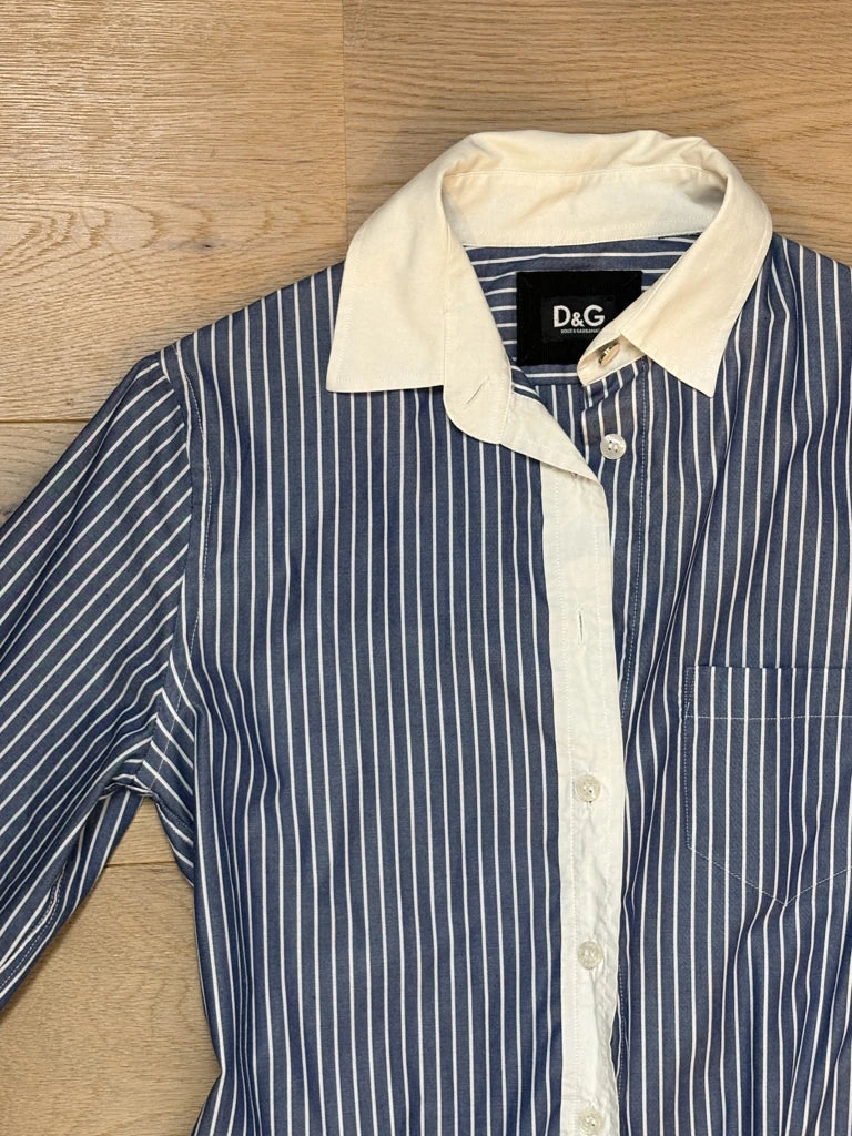 detail view, Dolce & Gabbana Y2K Navy Blue Button-Up Top, vintage Y2K second hand piece, image 5