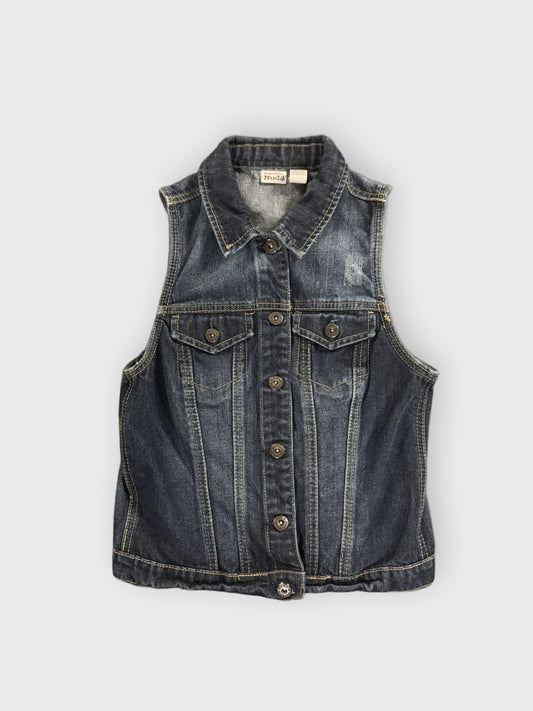 front view, Mudd Dark Wash Denim Pocket Vest Women, vintage Y2K second hand piece