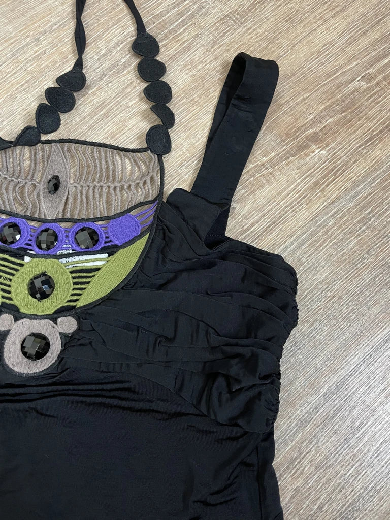detail view, Mariella Rosati Halter Top, vintage Y2K second hand piece