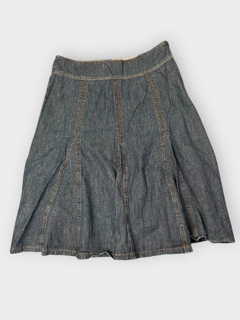 front view, Borden Flared Panel Denim Skirt, vintage Y2K second hand piece