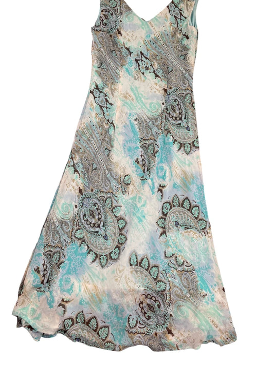 back view, Dressbarn Turquoise Paisley Boho Maxi Dress, vintage Y2K second hand piece
