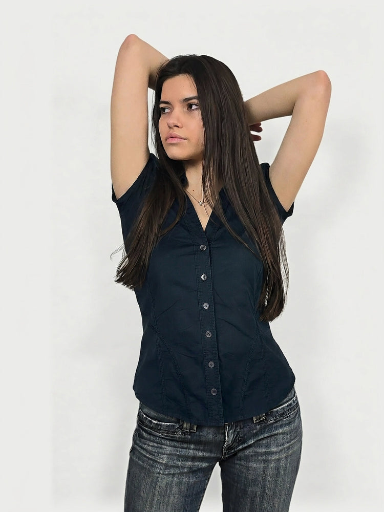 Dark Blue Button-Up Body Shirt (L)