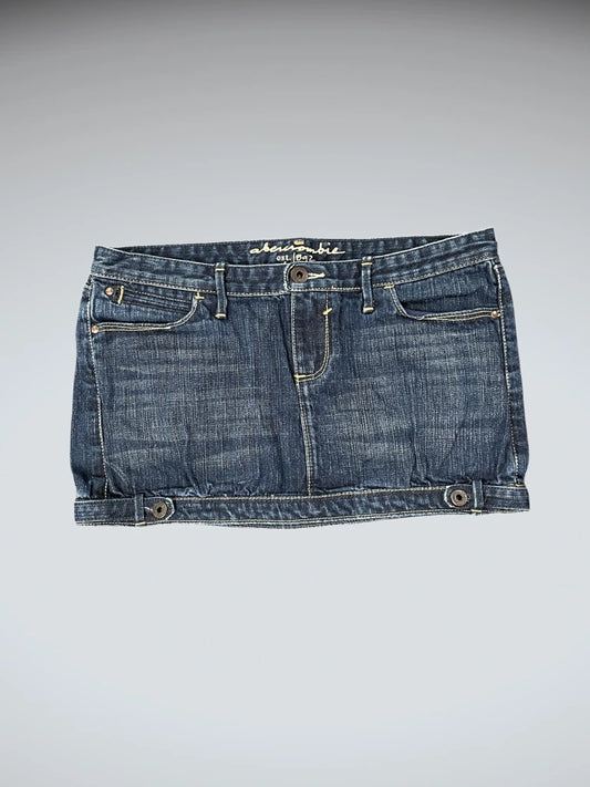 front view, Abercrombie Dark Wash Vintage Denim Skirt, vintage Y2K second hand piece