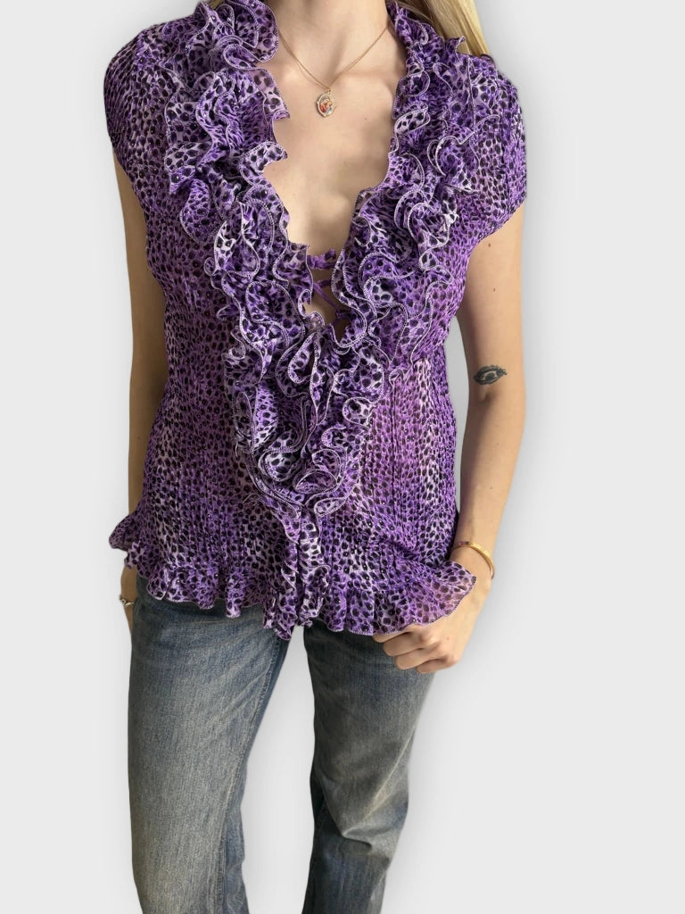 Y2K Leopard Top