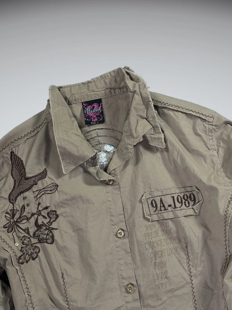 detail view, Widad Authentic Distressed Utility Army Shirt, vintage Y2K second hand piece, image 4
