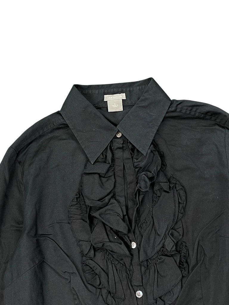 Ann Taylor Black Ruffle Front Blouse (M)