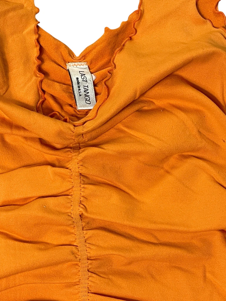 detail view, Last Tango Orange Ruched Vintage Camisole, vintage Y2K second hand piece, image 6