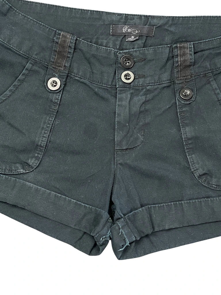 detail view, Plixi Classic Black Cotton Hotpants, vintage Y2K second hand piece, image 4
