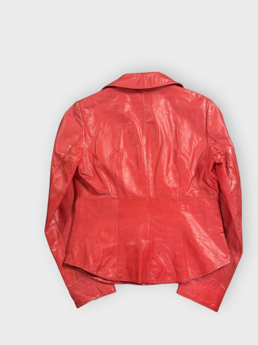 back view, Nine West Red Leather Blazer Women, vintage Y2K second hand piece