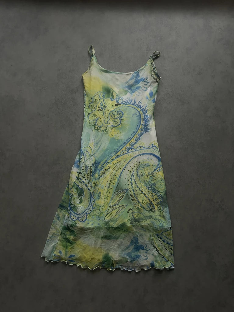 detail view, Long Summer Dress, vintage Y2K second hand piece, image 6