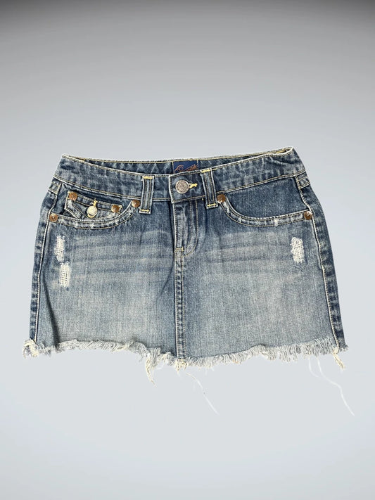 front view, Aéropostale Aeropostale Distressed Blue Vintage Denim Skirt, vintage Y2K second hand piece