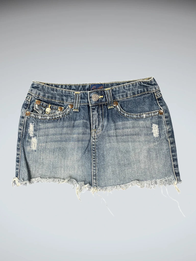 front view, Aéropostale Aeropostale Distressed Blue Vintage Denim Skirt, vintage Y2K second hand piece