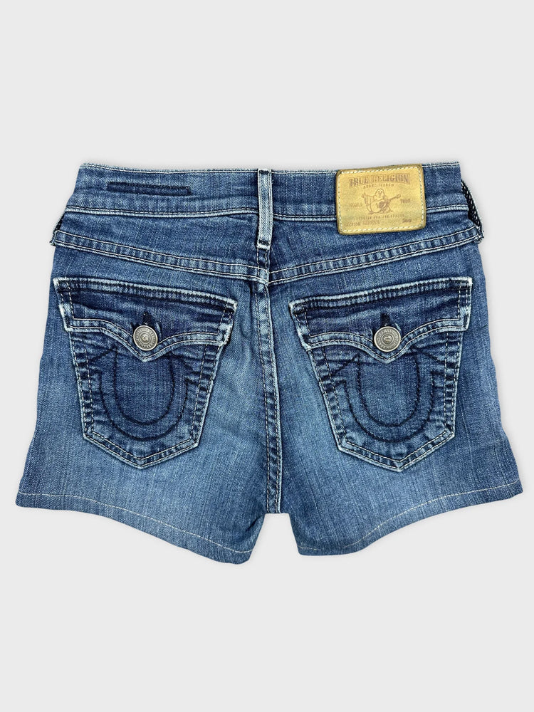 Vintage Wash Denim Shorts with Unique Detail (W22 / XXS)