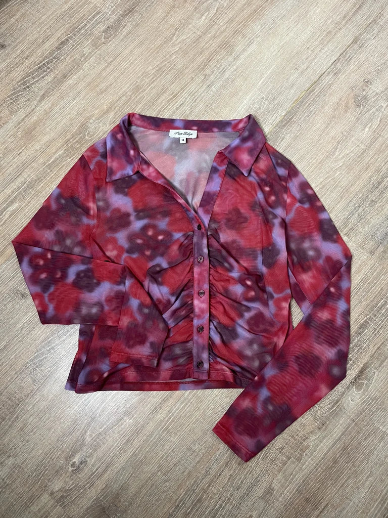 detail view, Miss Shop Floral Shirt, vintage Y2K second hand piece, image 6