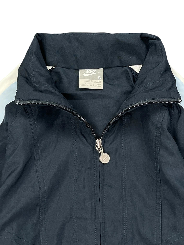 detail view, Nike Navy Blue Track Jacket, vintage Y2K second hand piece