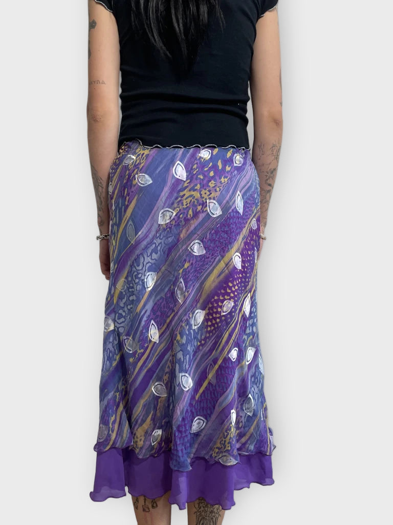 back view, liola purple mesh skirt, vintage Y2K second hand piece