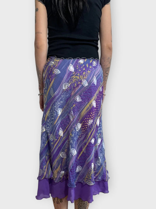 back view, liola purple mesh skirt, vintage Y2K second hand piece
