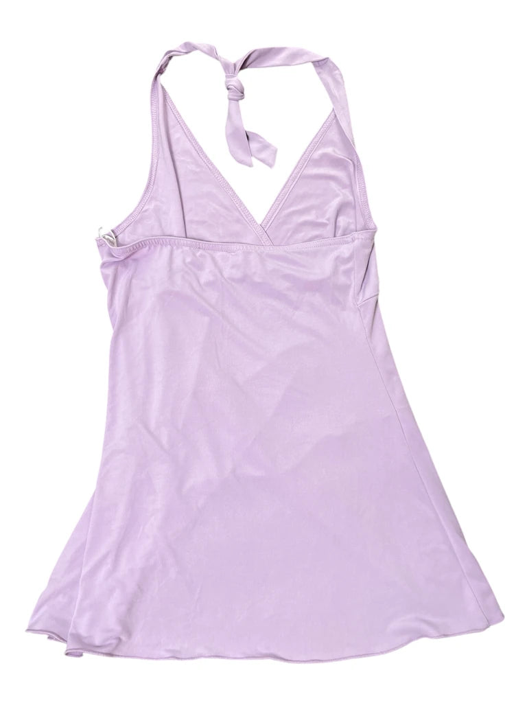 detail view, Byer California Lilac Satin Wrap Halter Top, vintage Y2K second hand piece, image 4