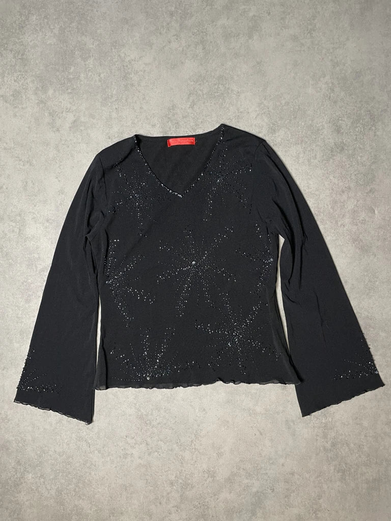 detail view, New Sensation Long Sleeve Top with Tiny Beads, vintage Y2K second hand piece, image 6