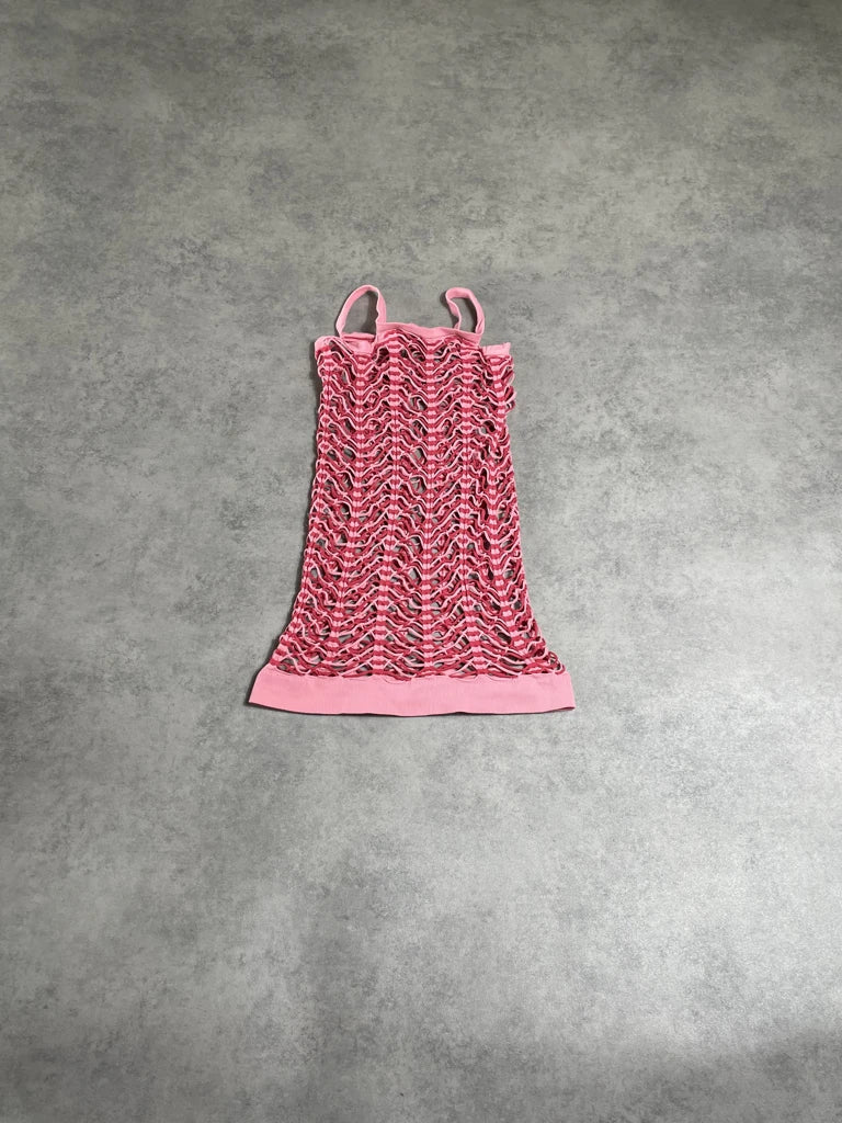detail view, bubble gum pink top, vintage Y2K second hand piece, image 6