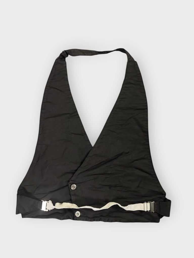 back view, Chic Black Halter Tailored Vest, vintage Y2K second hand piece