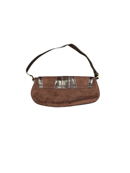 back view, Fiorelli Brown Suede Snake Trim Shoulder Bag (ONESIZE), vintage Y2K second hand piece