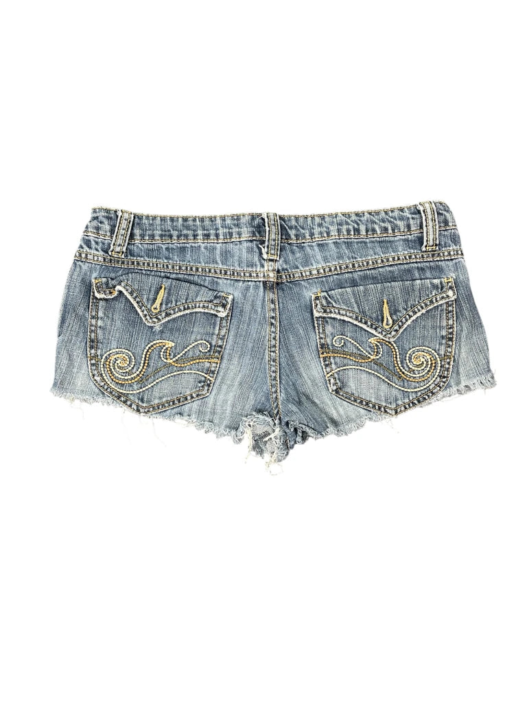 back view, Nobo Light Wash Distressed Denim Hotpants, vintage Y2K second hand piece