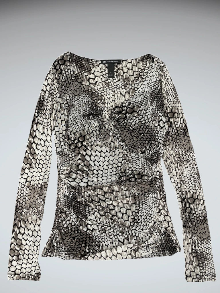 detail view, INC Snakeskin Print Vintage Top, vintage Y2K second hand piece