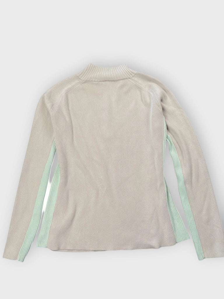 back view, DKNY Pale Pink Half-Zip Ribbed Sweater, vintage Y2K second hand piece