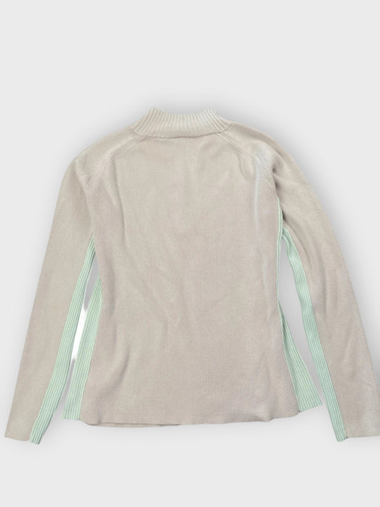 back view, DKNY Pale Pink Half-Zip Ribbed Sweater, vintage Y2K second hand piece