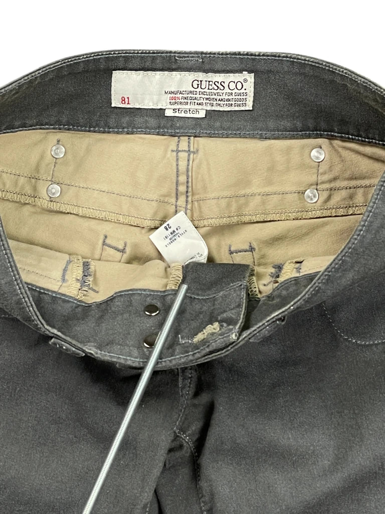 detail view, Guess Grey Low-Rise Bootcut Pants, vintage Y2K second hand piece