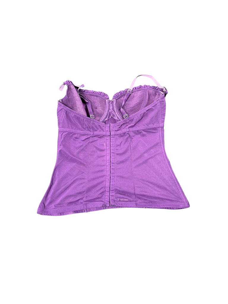 back view, Purple Satin Ruched Bustier Top, vintage Y2K second hand piece
