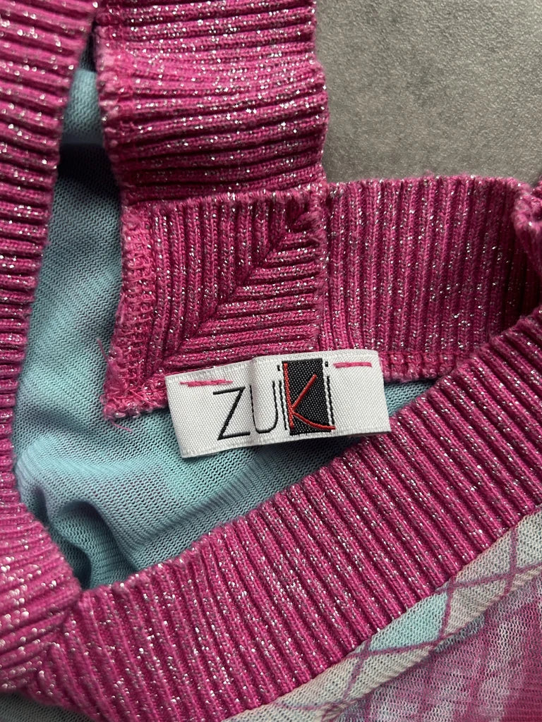 detail view, Zuiki Orange Print Top, vintage Y2K second hand piece