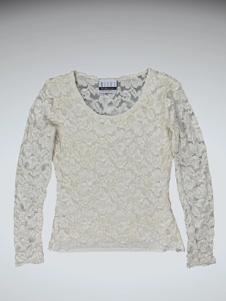 detail view, Michi Collection White Elegant Blouse Top, vintage Y2K second hand piece