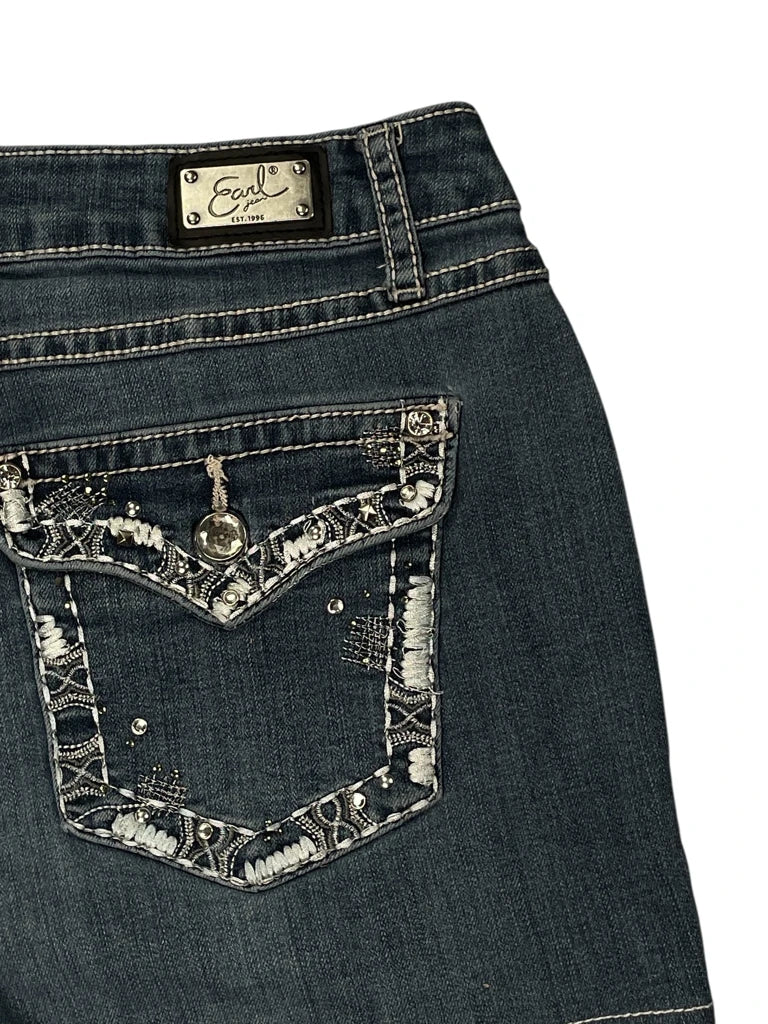 detail view, Earl Embellished Pocket Denim Hotpants, vintage Y2K second hand piece, image 4