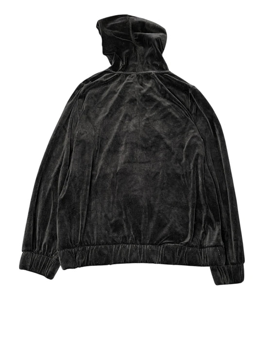 back view, Juicy Couture Black Velour Crown Zip Hoodie, vintage Y2K second hand piece